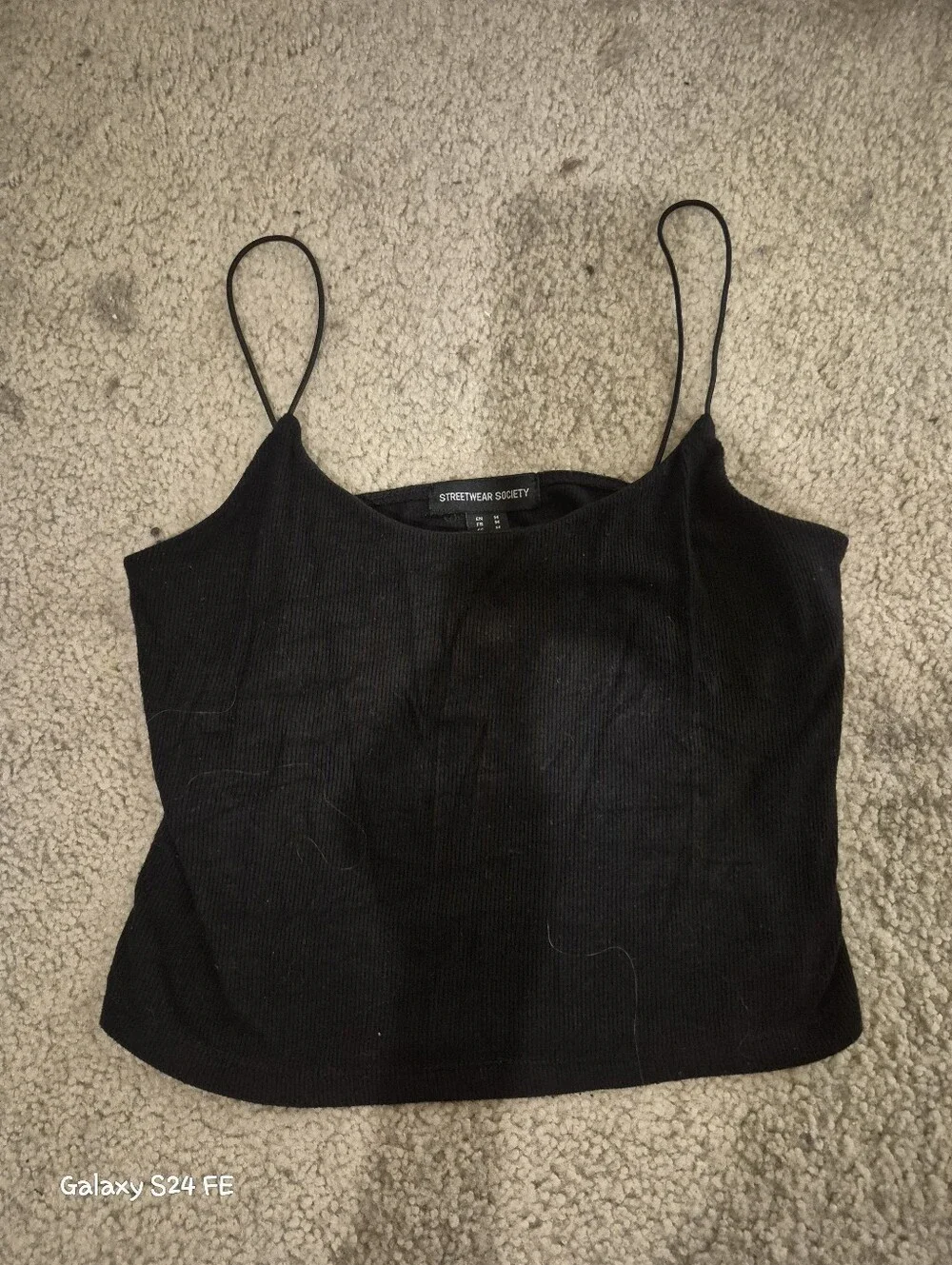 Streetwear Society Black Ribbed Spaghetti Strap Tank